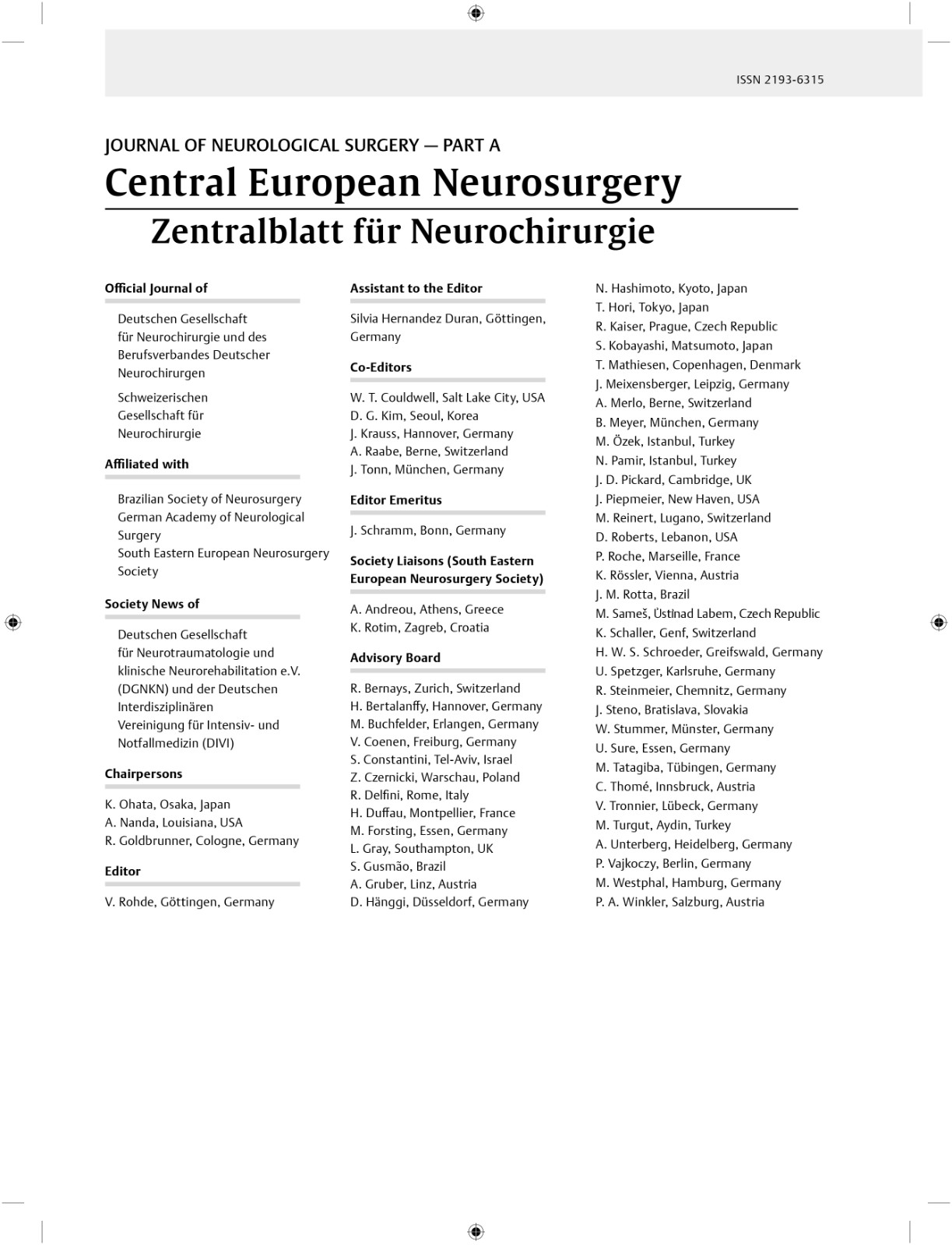 Journal of Neurological Surgery Thieme Publisher China